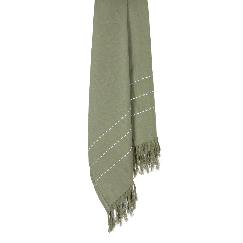 Throw Green Olive Amirah Linen
