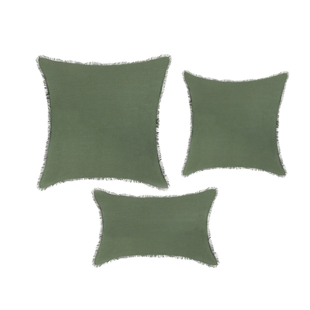 Cushion Green Olive Freya Linen