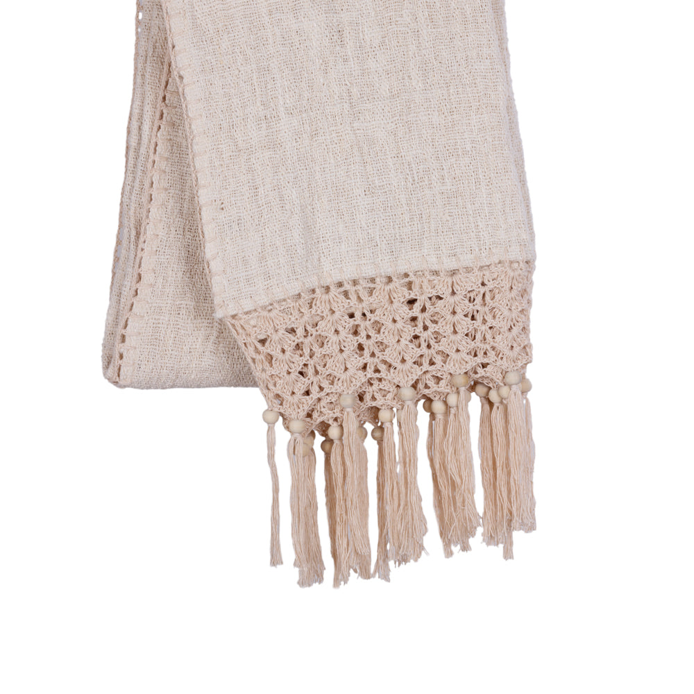 Throw Marina Jute Cotton With Crochet