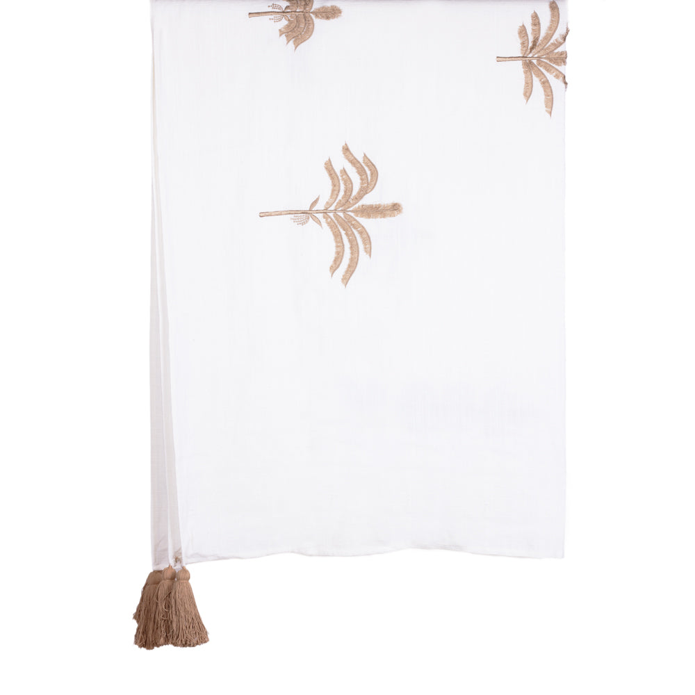 Throw Brown on White Linen Single Palm
