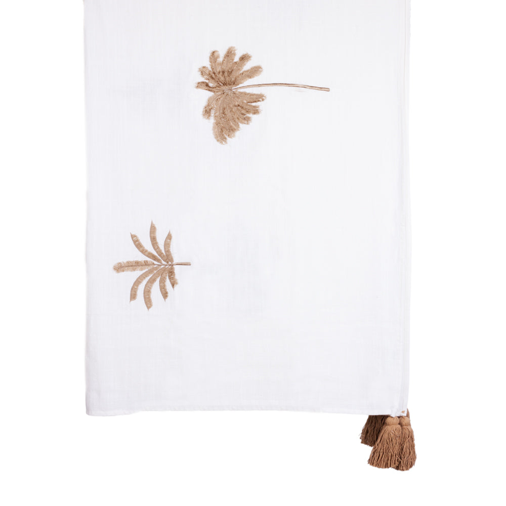 Throw Brown on White Linen Single Palm