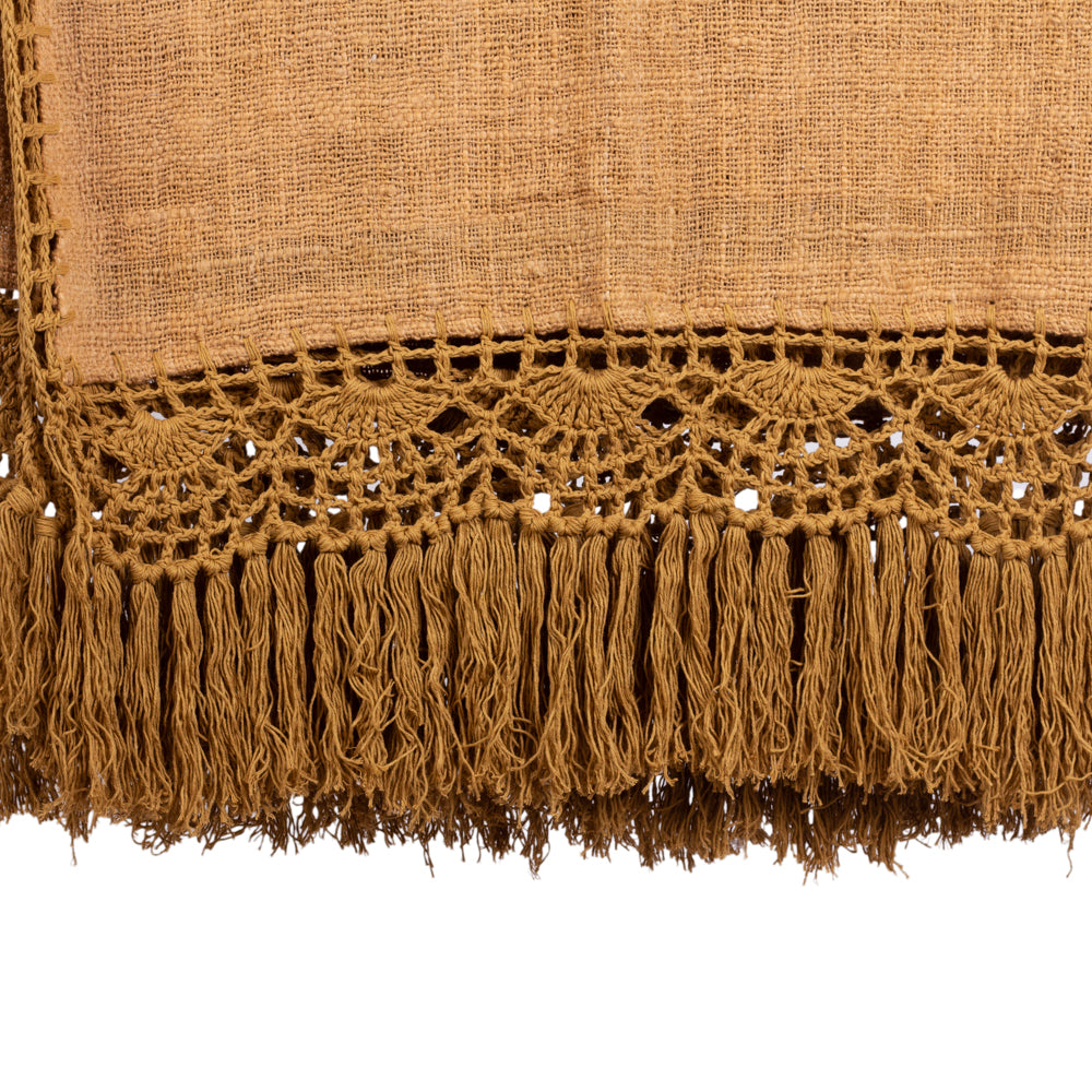 Throw Brown Light with Crochet