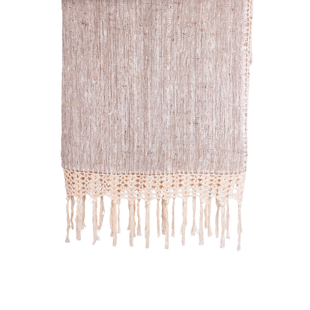 Throw Natural Oriana With Crochet Edge