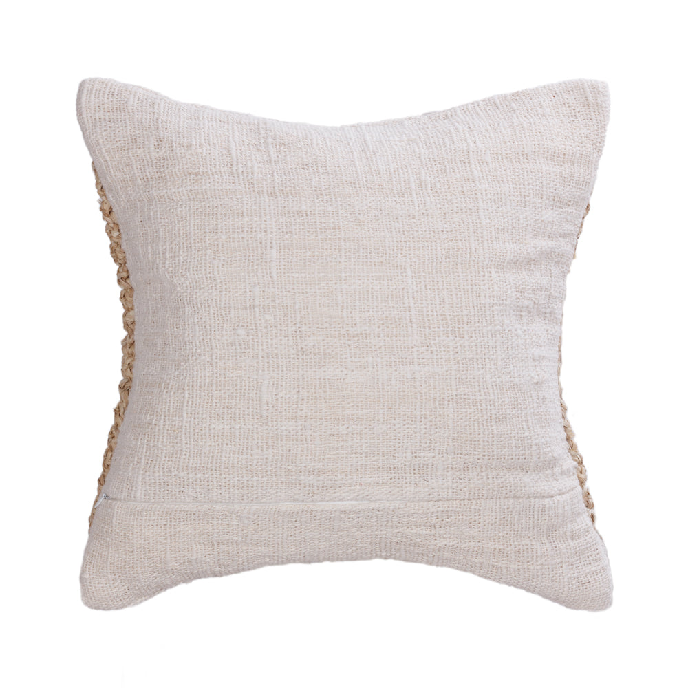 Cushion Brown Raffia Woven On Natural Raw Cotton - 45 x 45 cm