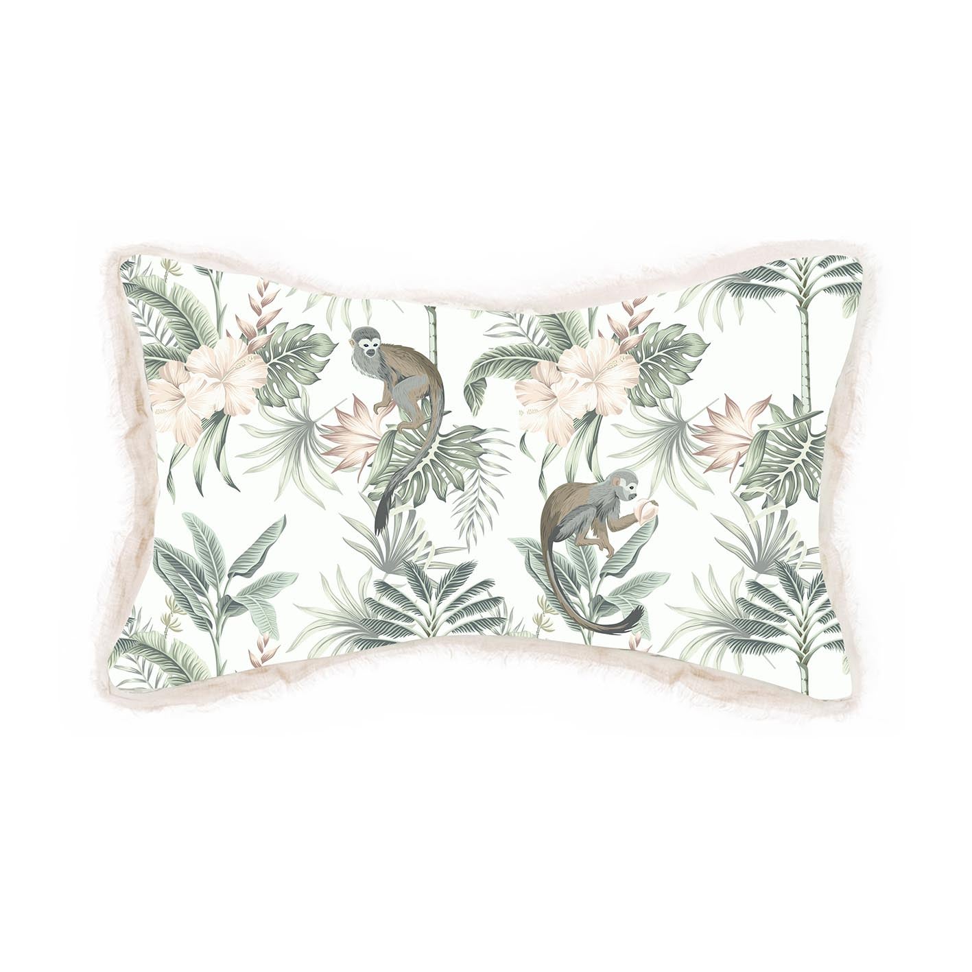 Cushion Green Olive Monkey Hibiscus