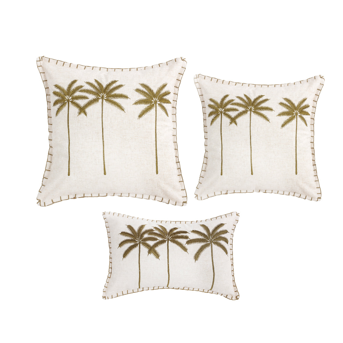 Cushion Green Olive Lillian Palm Tree Linen