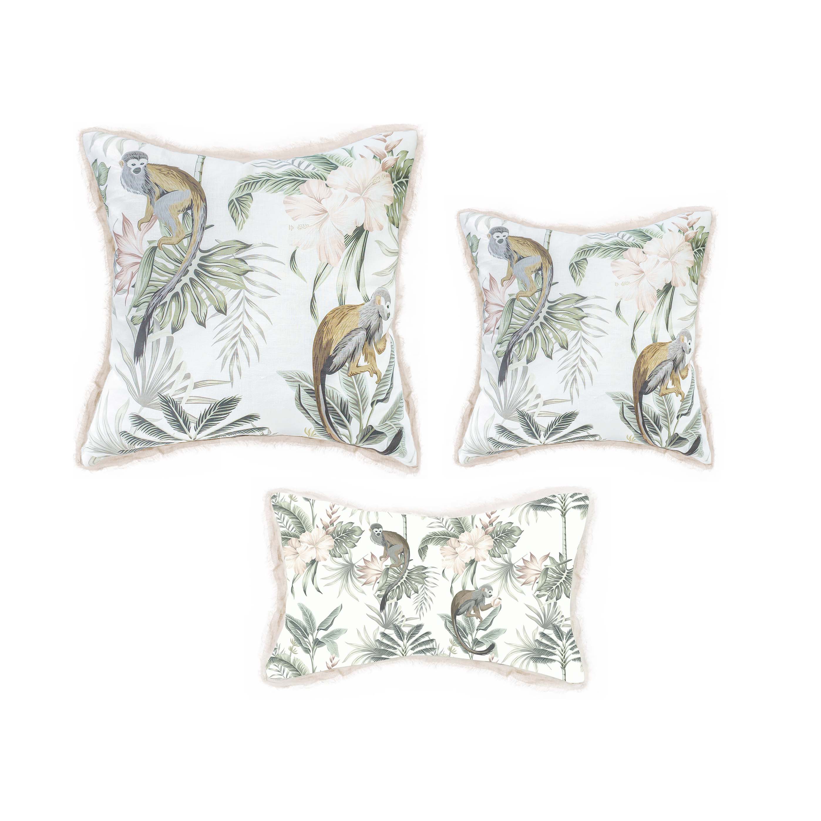 Cushion Green Olive Monkey Hibiscus