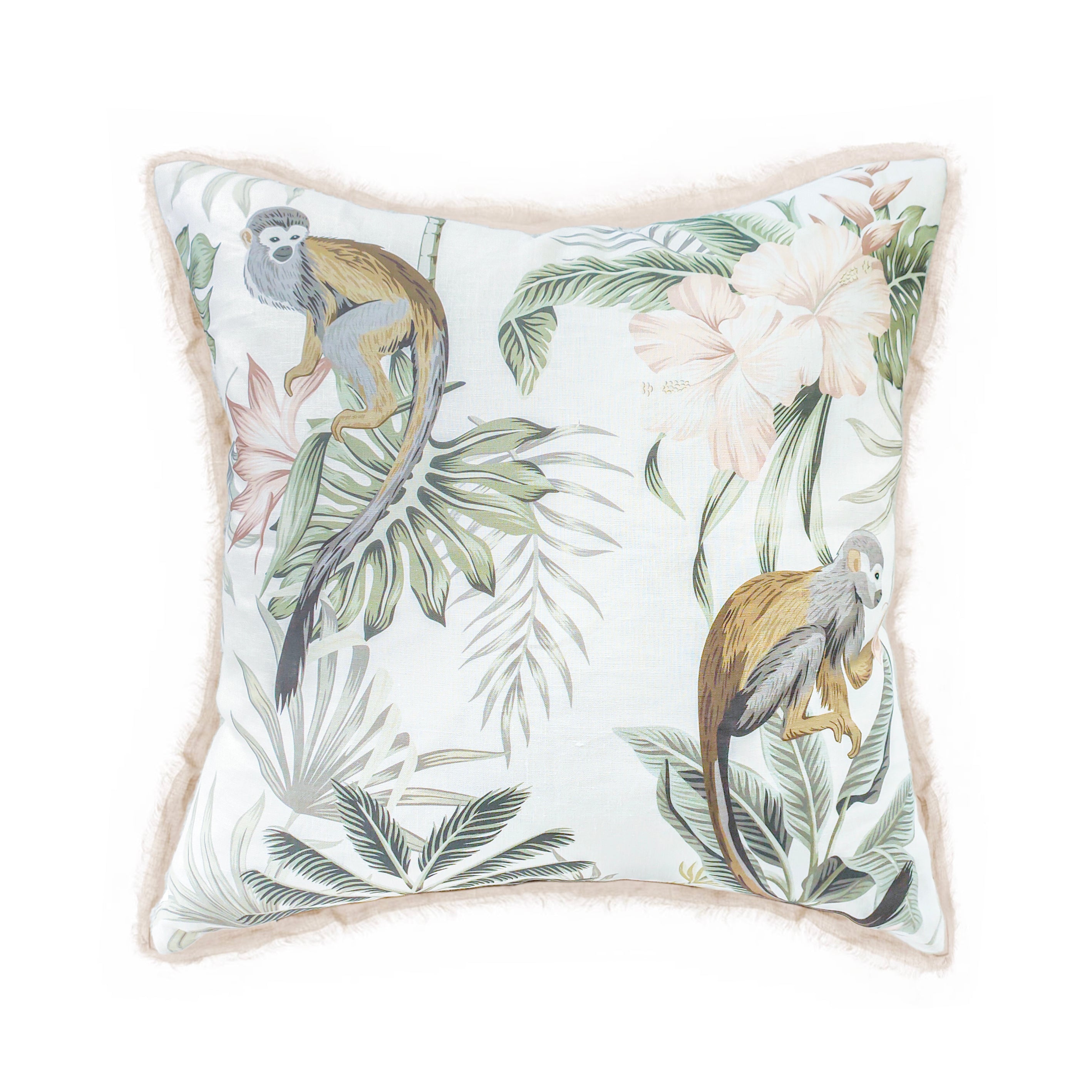 Cushion Green Olive Monkey Hibiscus