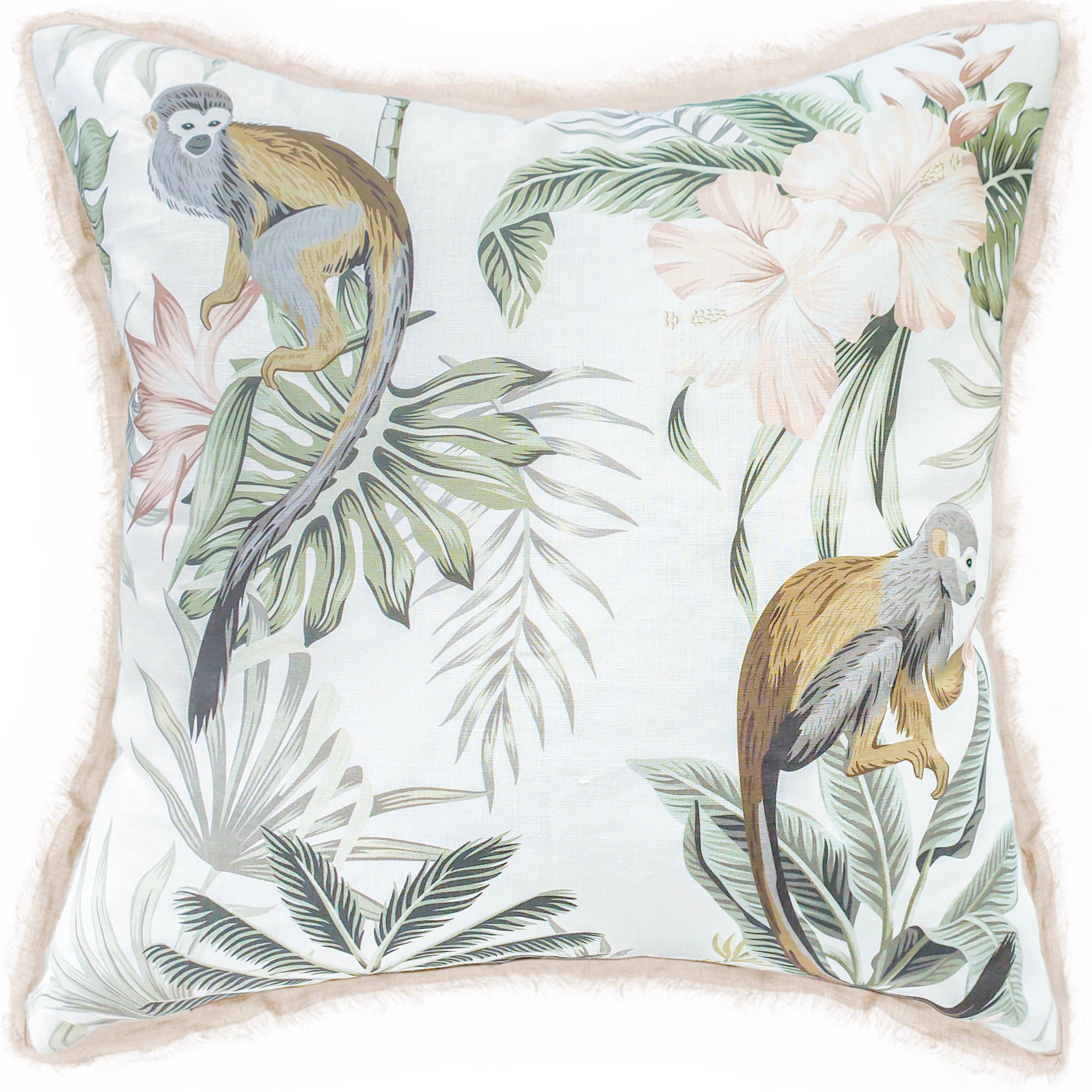 Cushion Green Olive Monkey Hibiscus