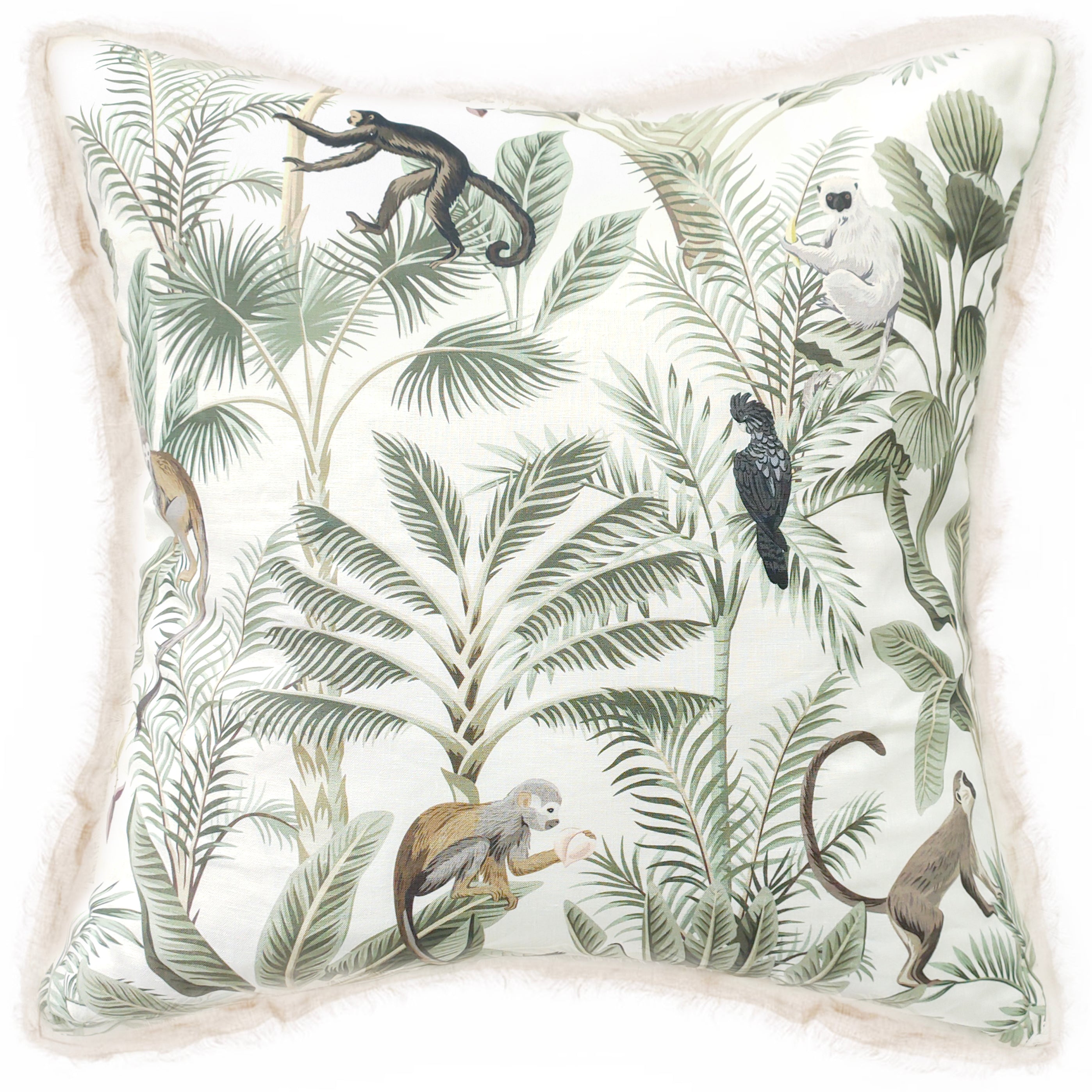 Cushion Green Olive Monkey Tribe