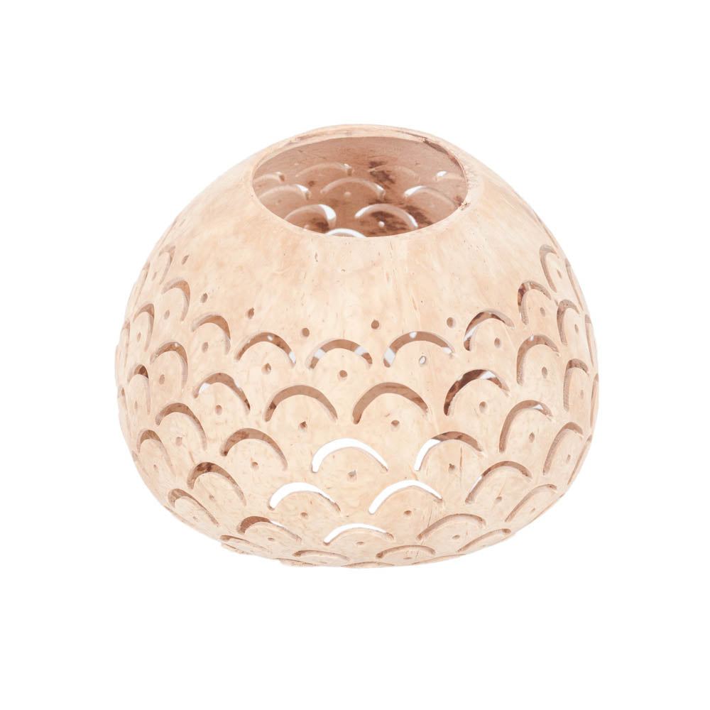 Candle Holder Coconut Carved