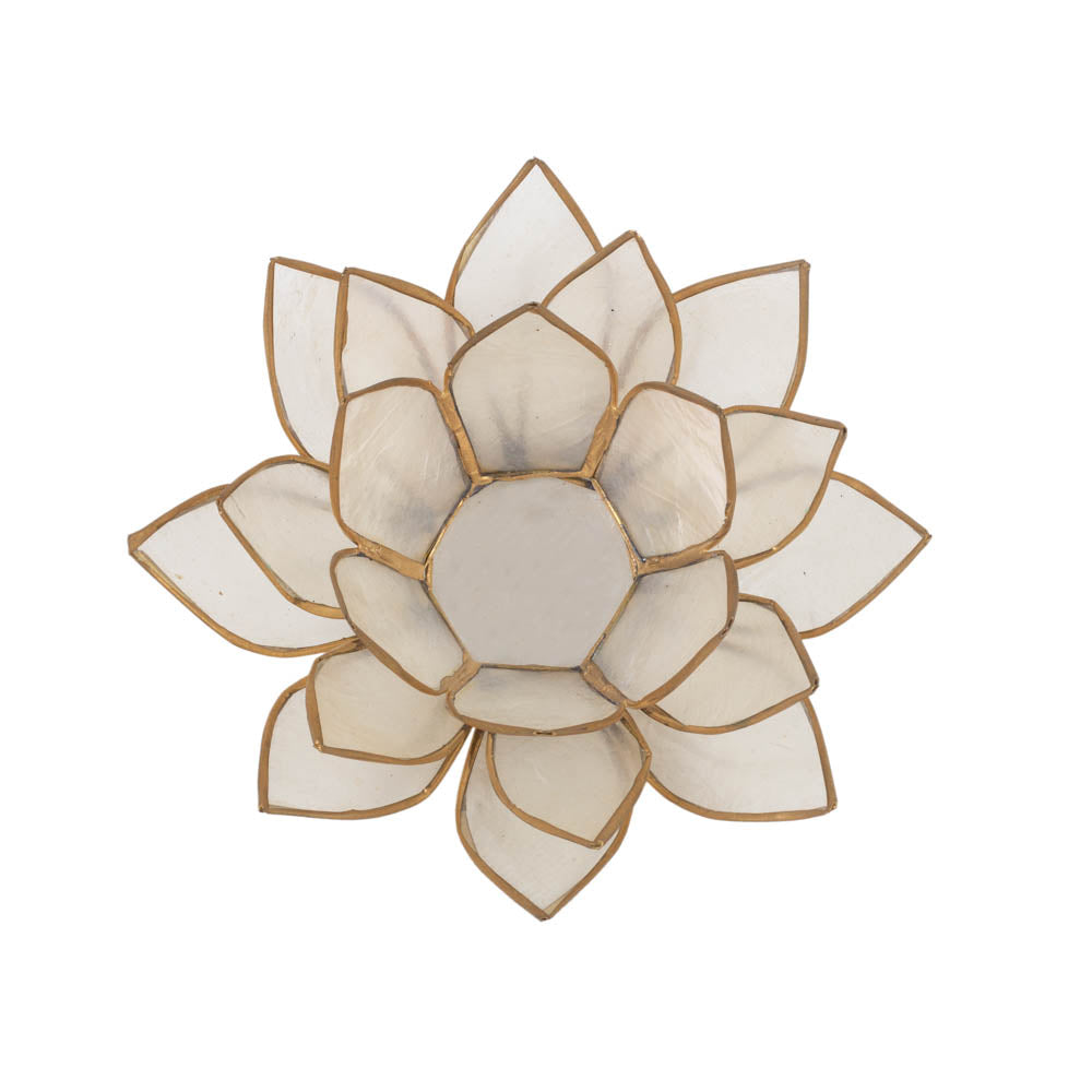 Candle Holder Capiz Lotus White