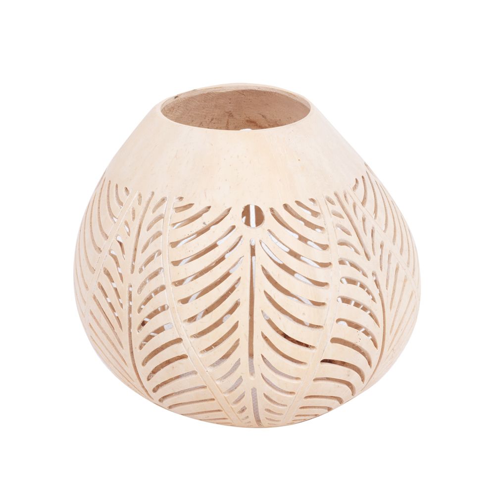 Candle Holder Coconut Carved