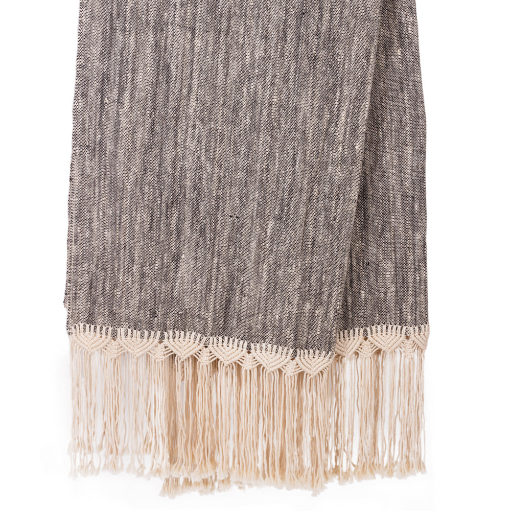 Throw Charcoal Candice Macrame