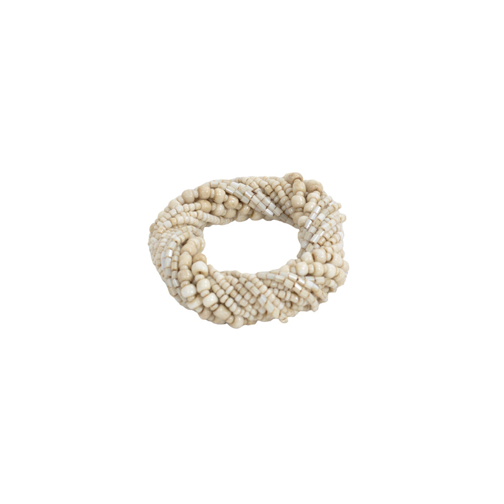 Mia Beaded Napkin Ring - White