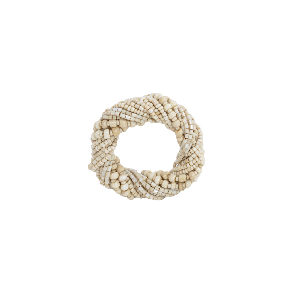 Mia Beaded Napkin Ring - White