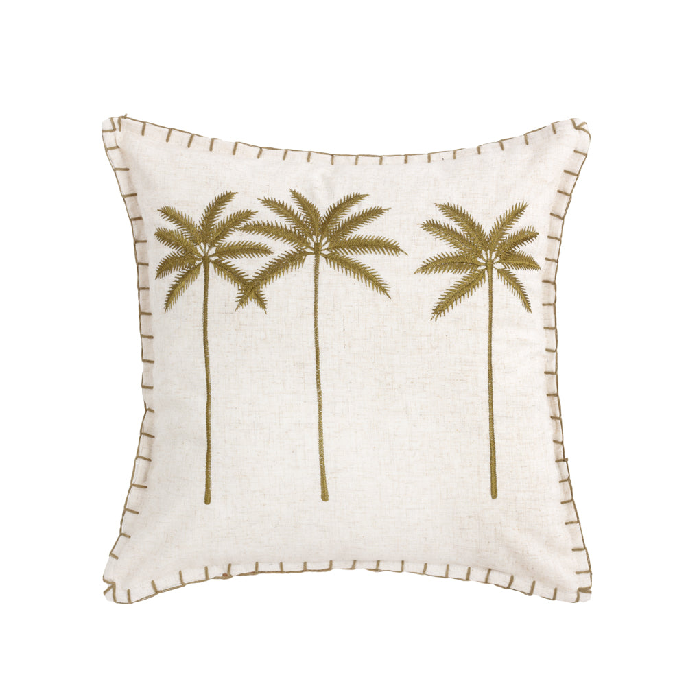 Cushion Green Olive Lillian Palm Tree Linen