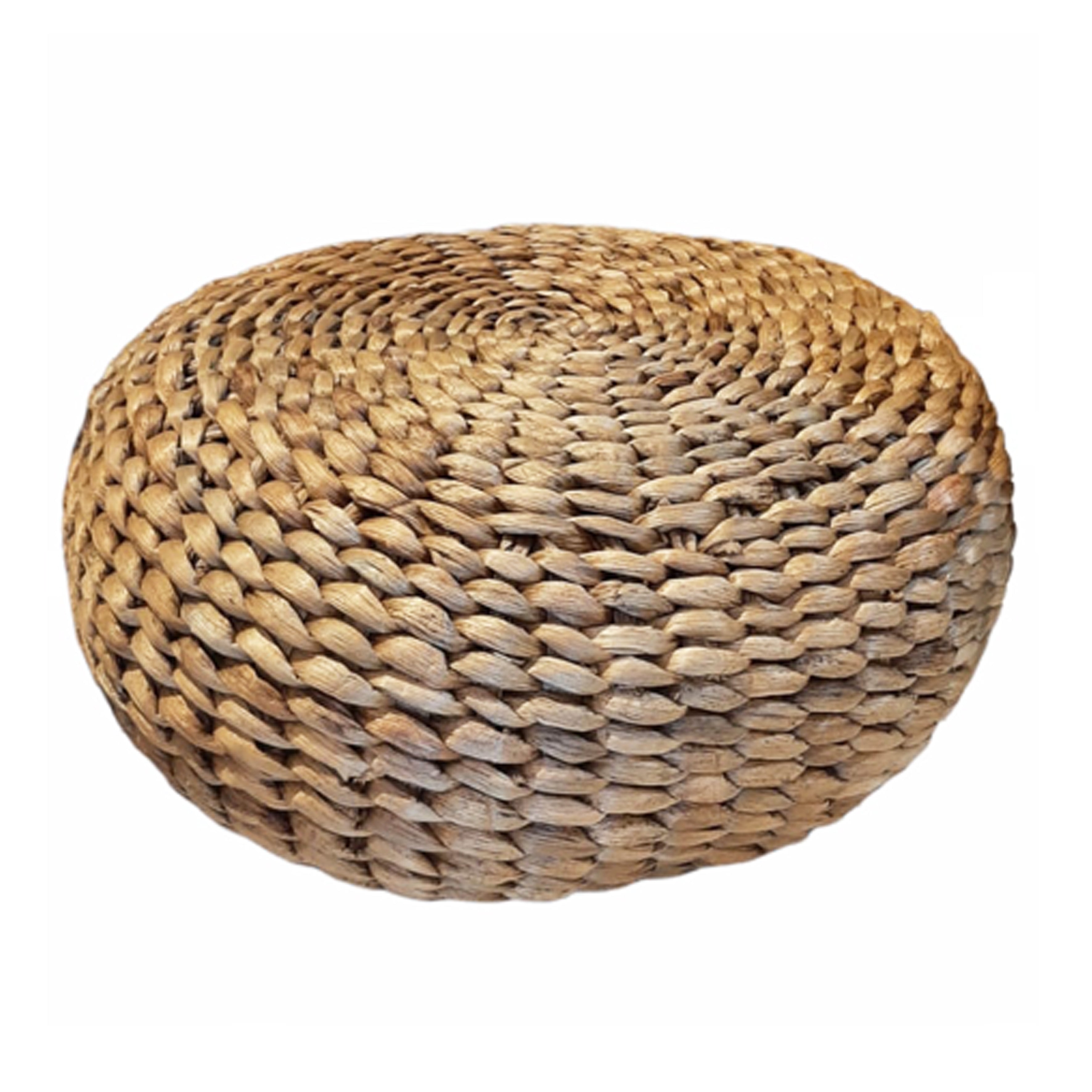 Natural Leo Banana Leaf Round Ottoman