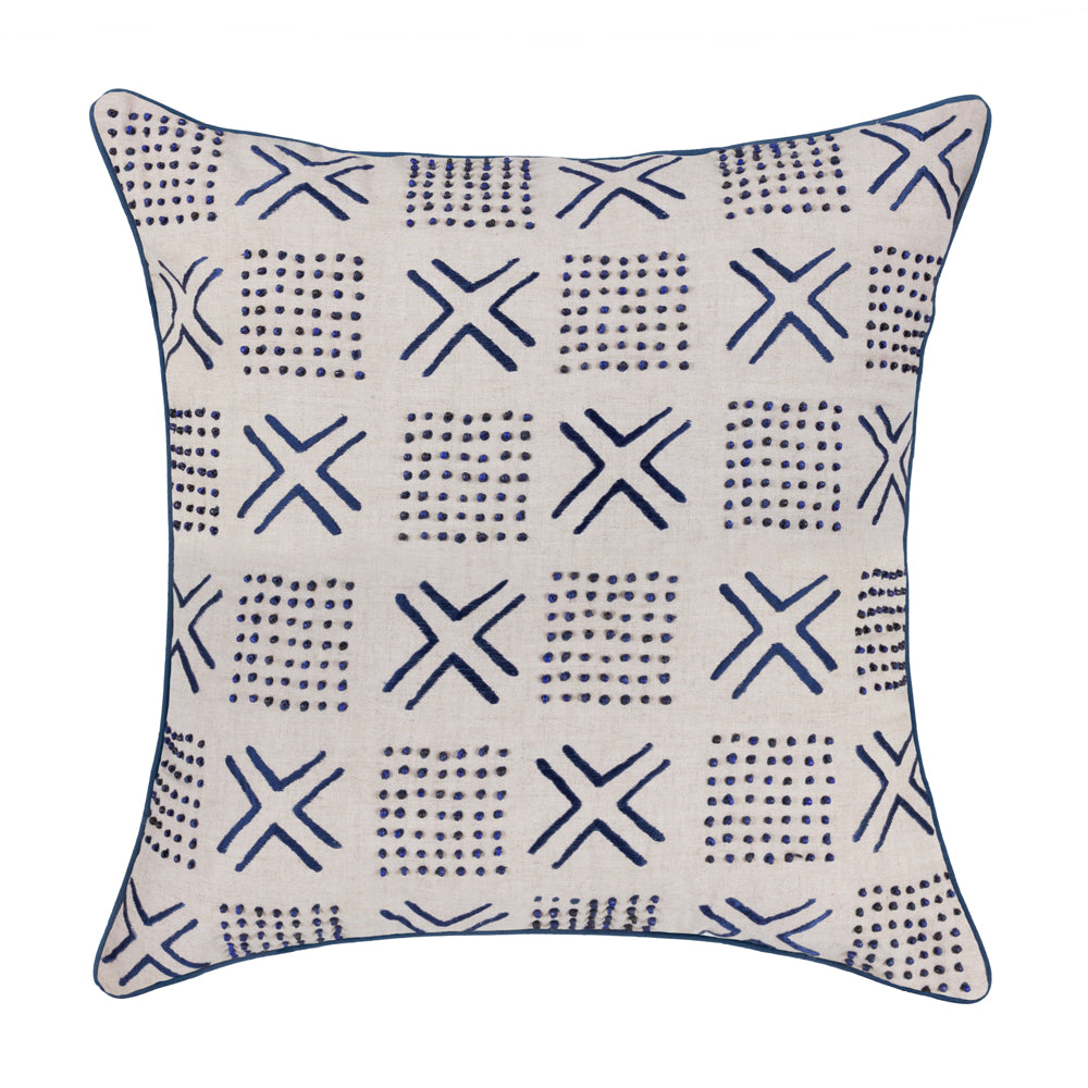 Cushion Blue Navy Mudcloth - 55 x 55 cm
