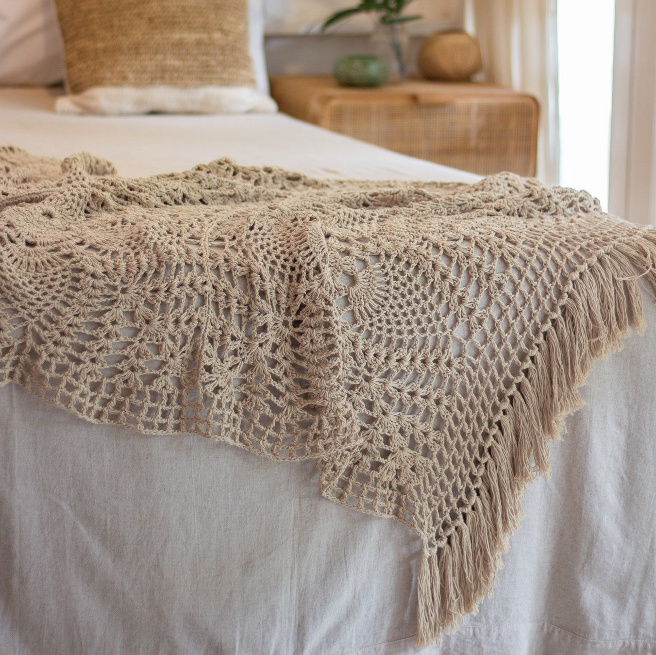 Throw Natural Full Crochet