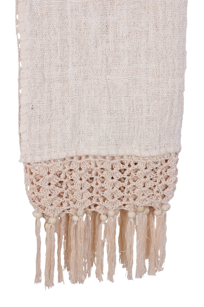 Throw Natural Marina Jute Cotton With Crochet