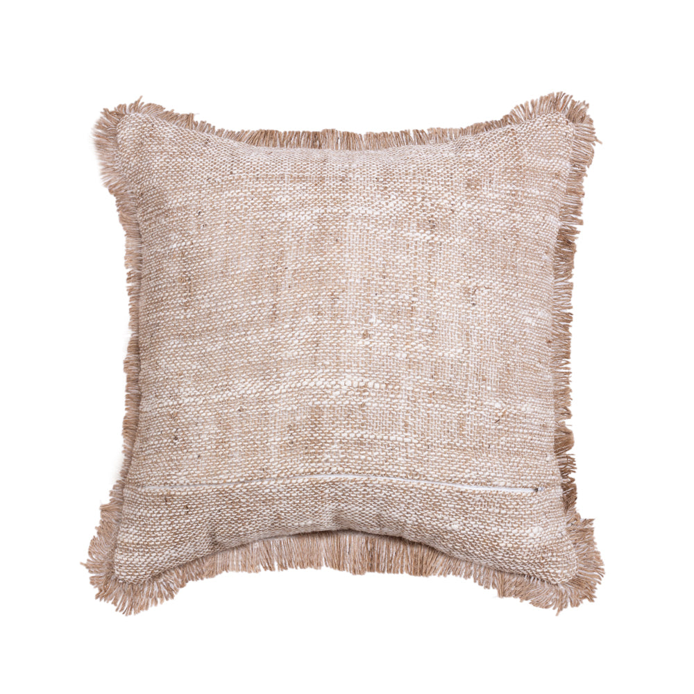 Cushion Natural Tropical Brown Palm with Fringe