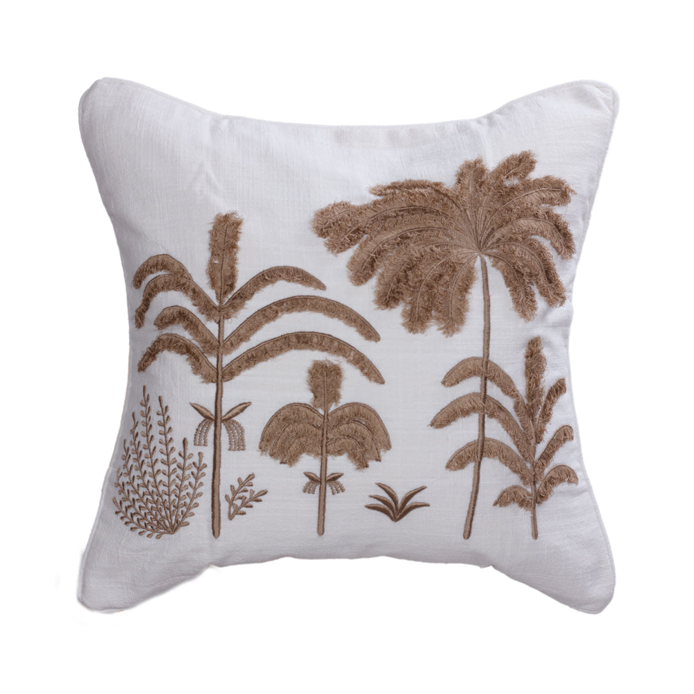 Brown Palm Forrest on White Linen