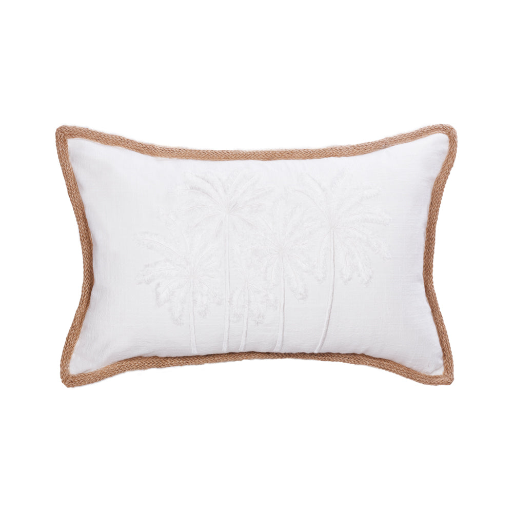 Cushion White Nora Palm Cluster with Rope - 60 x 35 cm