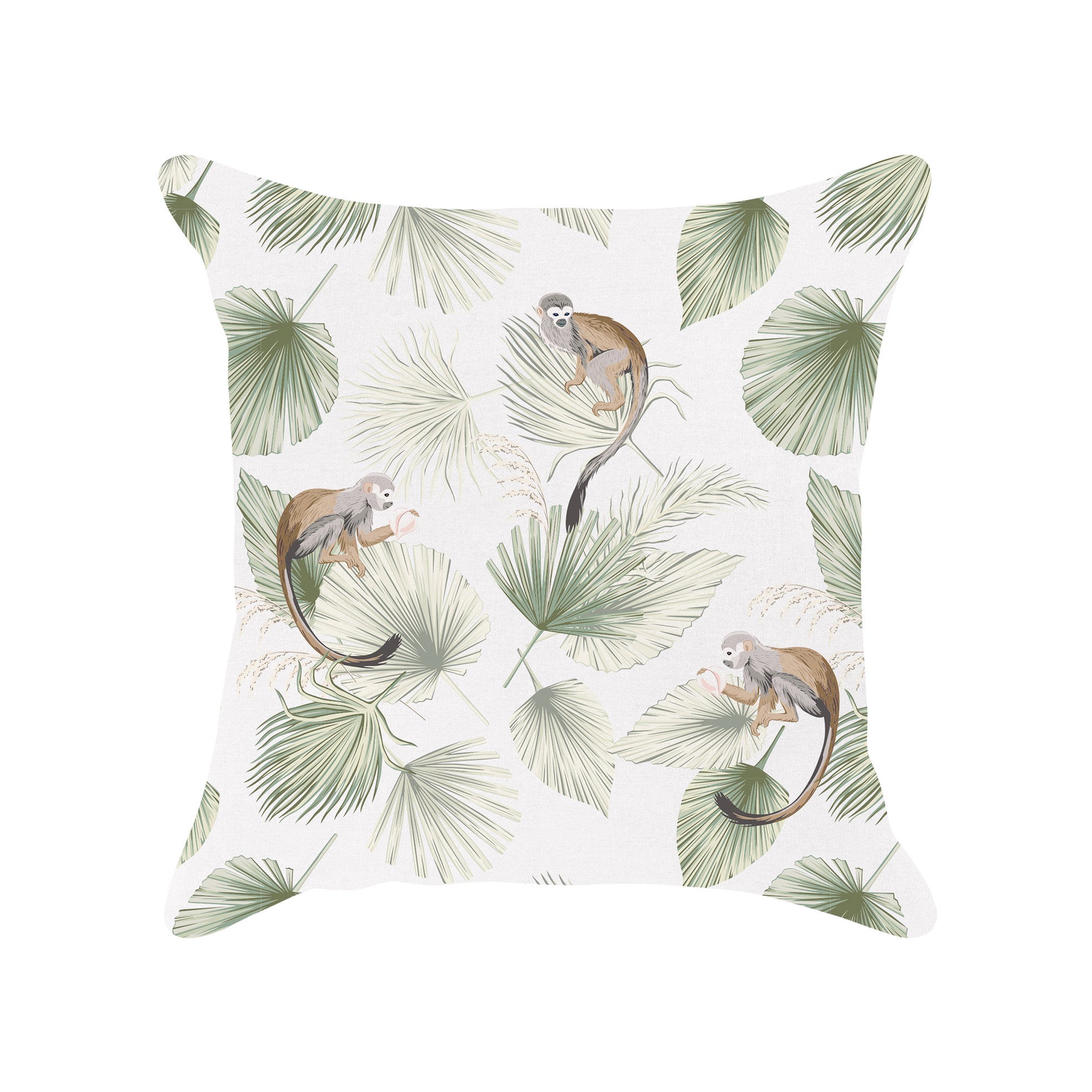 Cushion Green Olive Curious Monkey