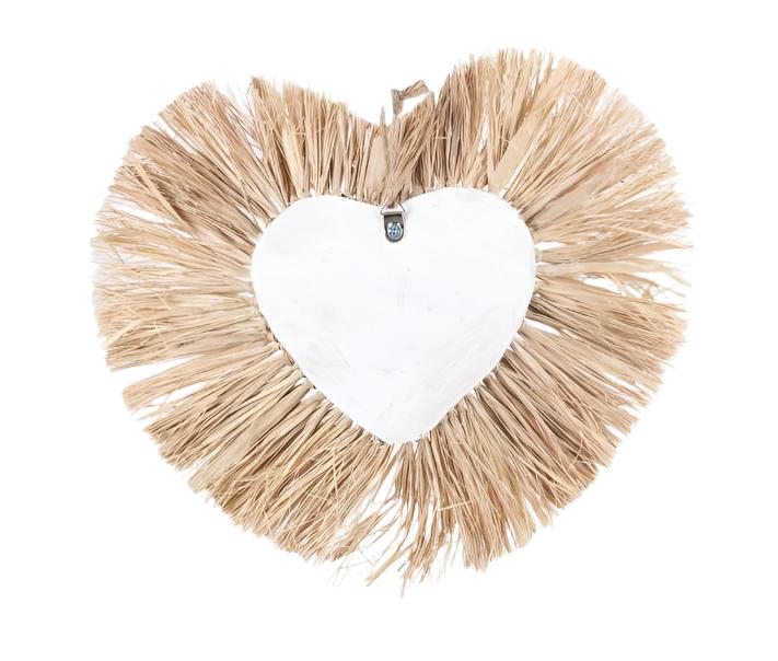 Wall Decor Shell Raffia Heart